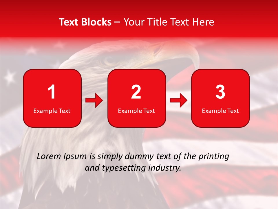 Double Exposure: Bald Eagle In The Foreground With The American Flag Blurred In The Background. PowerPoint Template