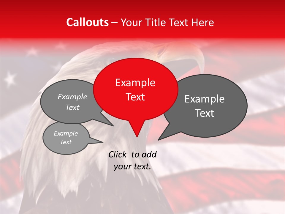 Double Exposure: Bald Eagle In The Foreground With The American Flag Blurred In The Background. PowerPoint Template