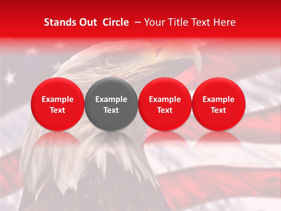 Double Exposure: Bald Eagle In The Foreground With The American Flag Blurred In The Background. PowerPoint Template