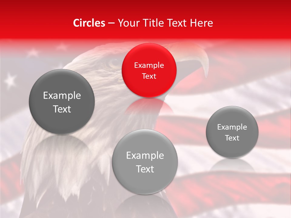 Double Exposure: Bald Eagle In The Foreground With The American Flag Blurred In The Background. PowerPoint Template