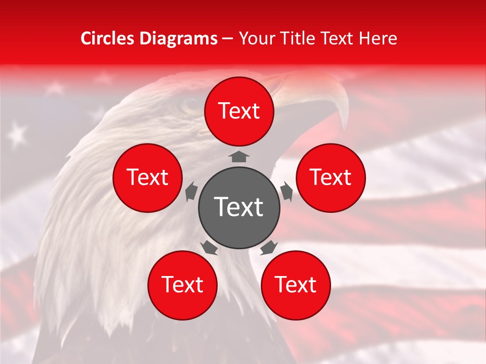 Double Exposure: Bald Eagle In The Foreground With The American Flag Blurred In The Background. PowerPoint Template