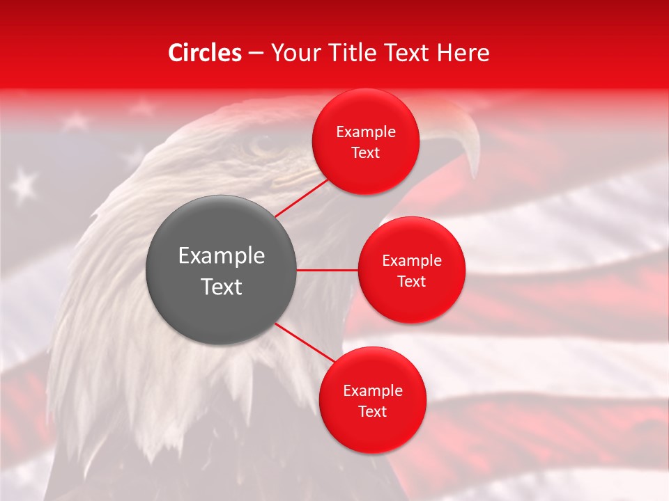 Double Exposure: Bald Eagle In The Foreground With The American Flag Blurred In The Background. PowerPoint Template