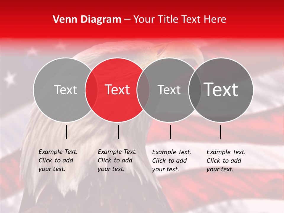 Double Exposure: Bald Eagle In The Foreground With The American Flag Blurred In The Background. PowerPoint Template