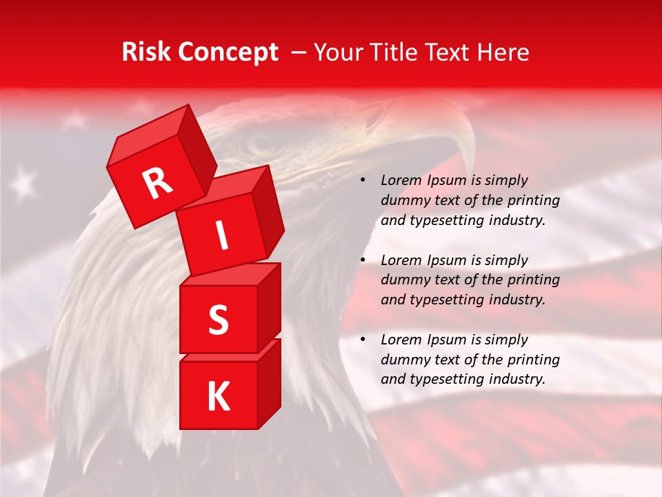 Double Exposure: Bald Eagle In The Foreground With The American Flag Blurred In The Background. PowerPoint Template