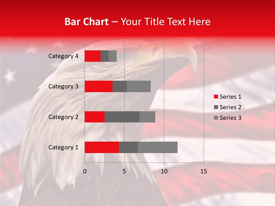 Double Exposure: Bald Eagle In The Foreground With The American Flag Blurred In The Background. PowerPoint Template