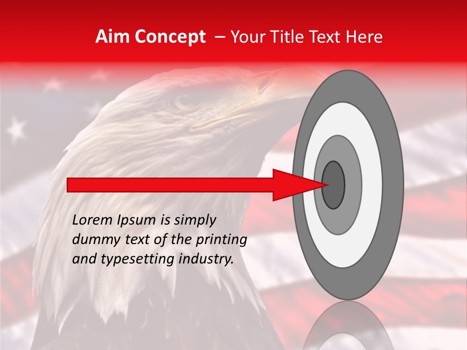 Double Exposure: Bald Eagle In The Foreground With The American Flag Blurred In The Background. PowerPoint Template