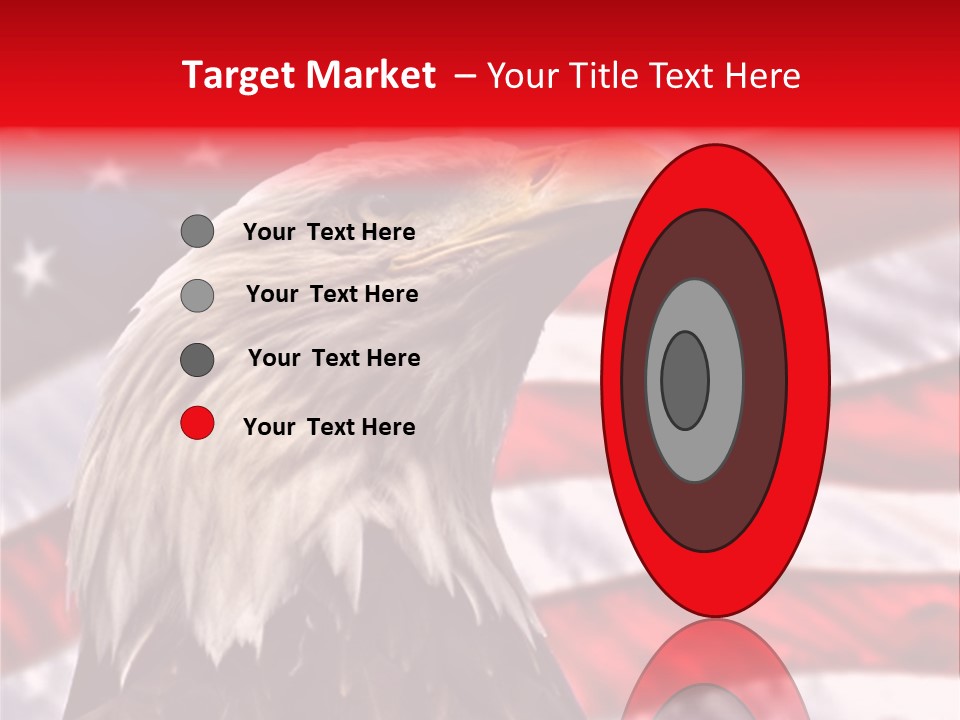 Double Exposure: Bald Eagle In The Foreground With The American Flag Blurred In The Background. PowerPoint Template