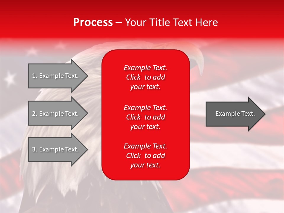 Double Exposure: Bald Eagle In The Foreground With The American Flag Blurred In The Background. PowerPoint Template
