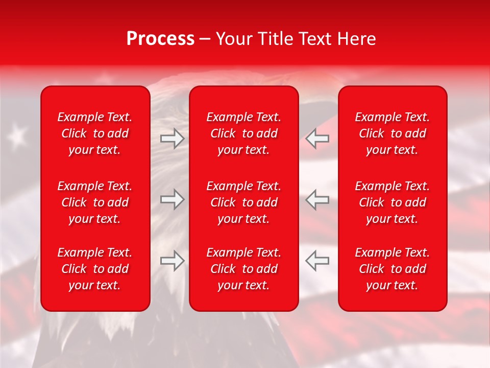 Double Exposure: Bald Eagle In The Foreground With The American Flag Blurred In The Background. PowerPoint Template
