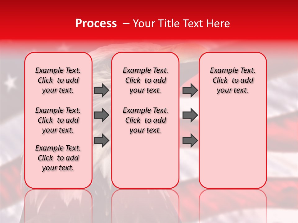 Double Exposure: Bald Eagle In The Foreground With The American Flag Blurred In The Background. PowerPoint Template