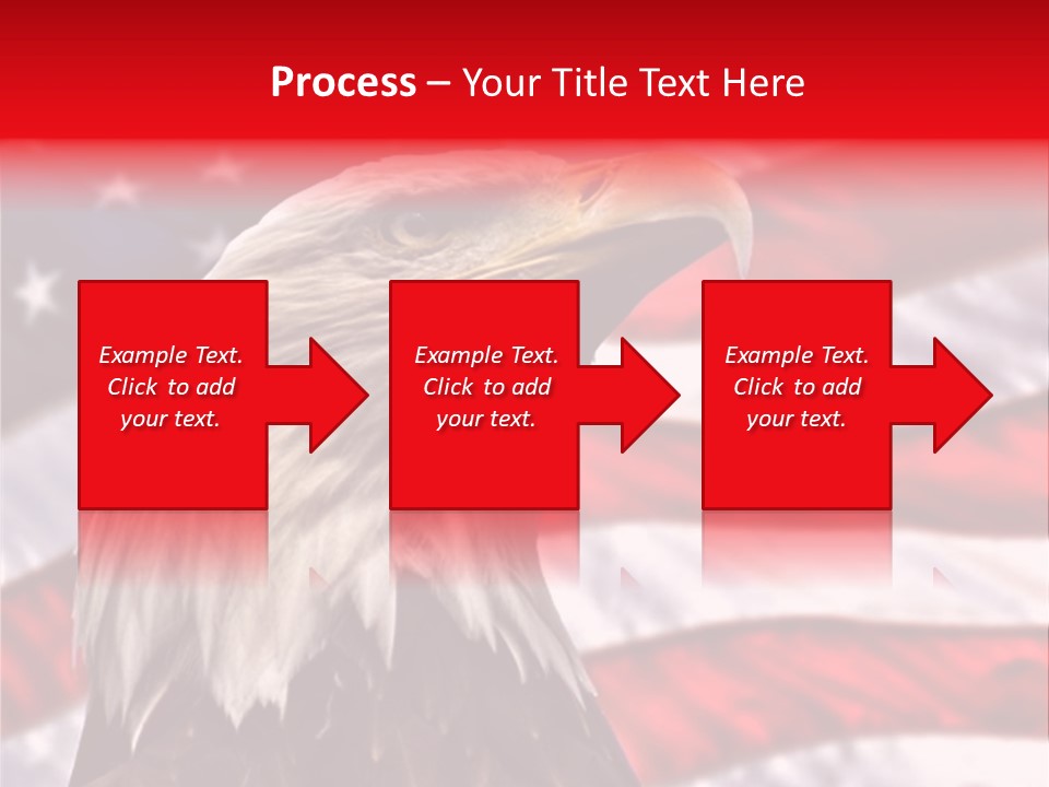 Double Exposure: Bald Eagle In The Foreground With The American Flag Blurred In The Background. PowerPoint Template