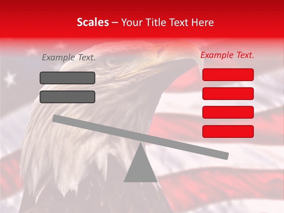 Double Exposure: Bald Eagle In The Foreground With The American Flag Blurred In The Background. PowerPoint Template