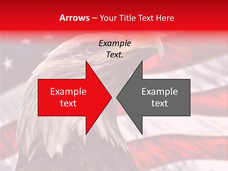 Double Exposure: Bald Eagle In The Foreground With The American Flag Blurred In The Background. PowerPoint Template