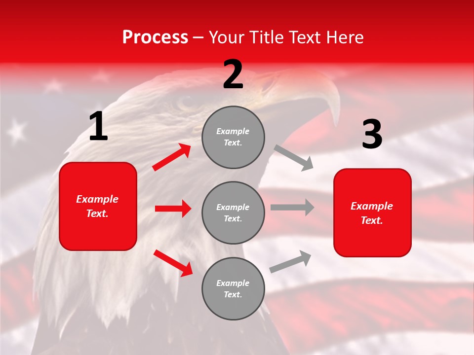 Double Exposure: Bald Eagle In The Foreground With The American Flag Blurred In The Background. PowerPoint Template