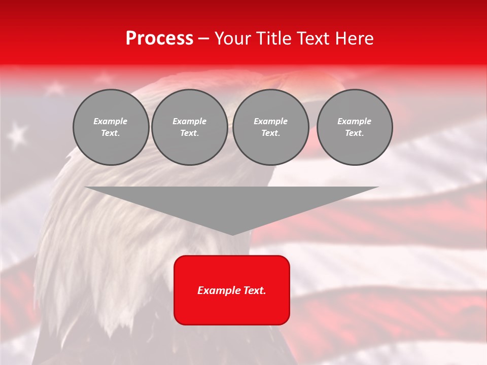 Double Exposure: Bald Eagle In The Foreground With The American Flag Blurred In The Background. PowerPoint Template