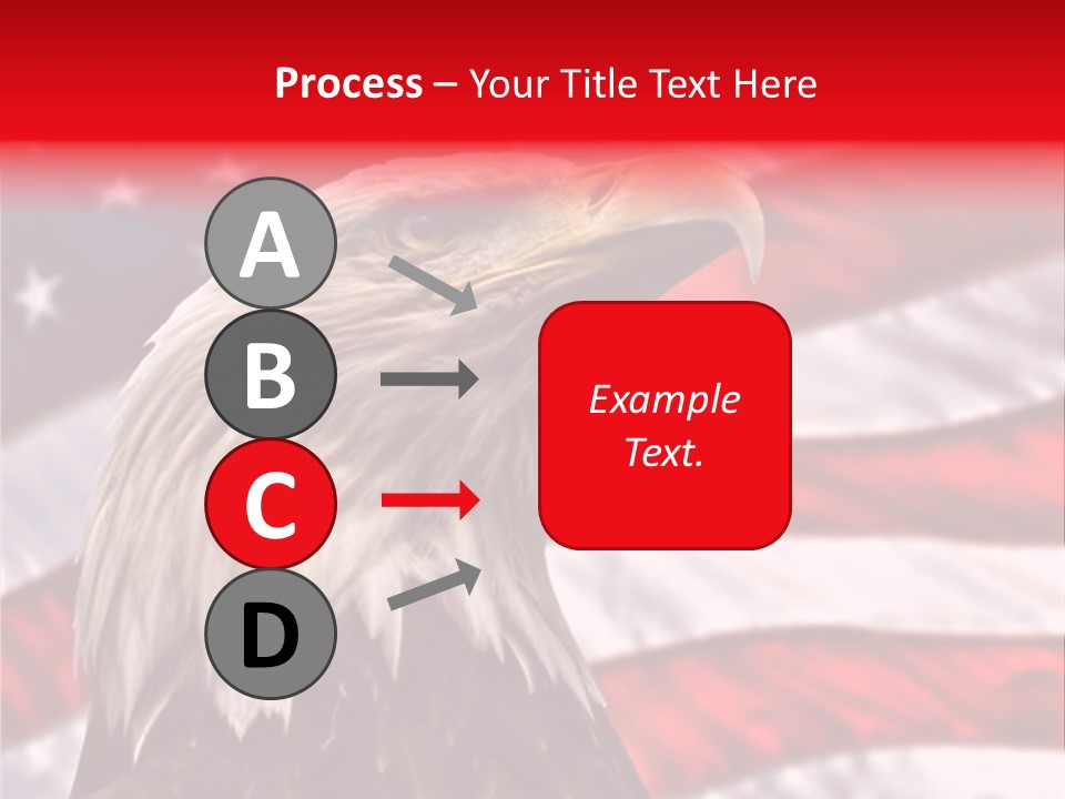 Double Exposure: Bald Eagle In The Foreground With The American Flag Blurred In The Background. PowerPoint Template