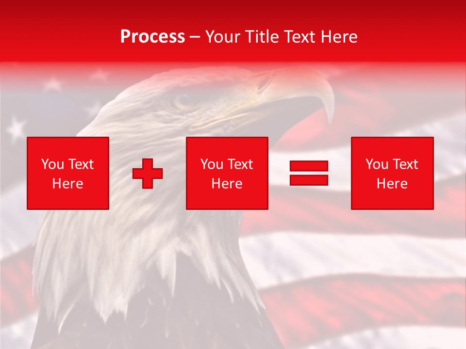 Double Exposure: Bald Eagle In The Foreground With The American Flag Blurred In The Background. PowerPoint Template