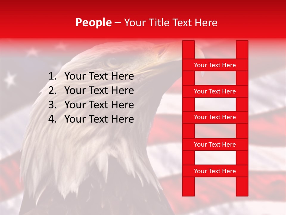 Double Exposure: Bald Eagle In The Foreground With The American Flag Blurred In The Background. PowerPoint Template