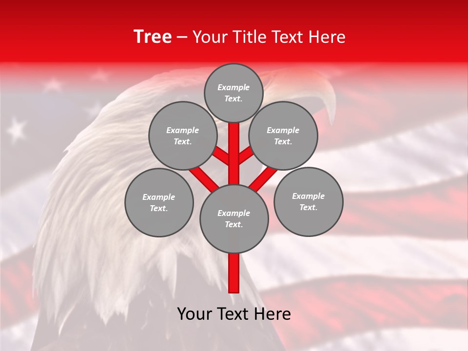 Double Exposure: Bald Eagle In The Foreground With The American Flag Blurred In The Background. PowerPoint Template