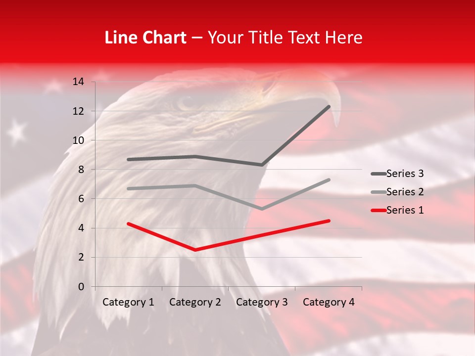 Double Exposure: Bald Eagle In The Foreground With The American Flag Blurred In The Background. PowerPoint Template