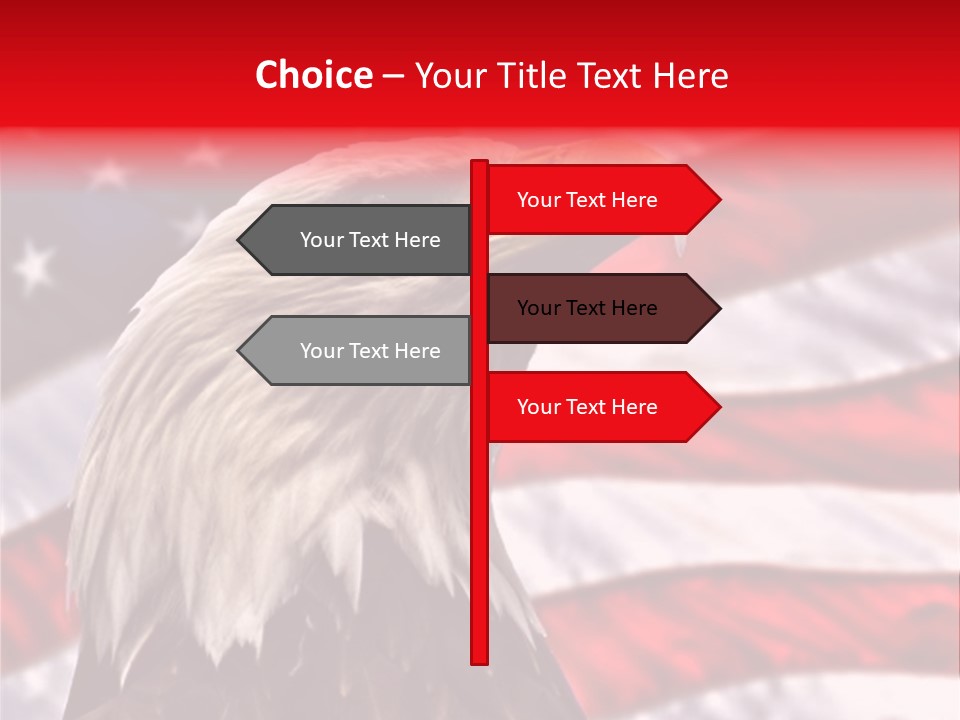 Double Exposure: Bald Eagle In The Foreground With The American Flag Blurred In The Background. PowerPoint Template