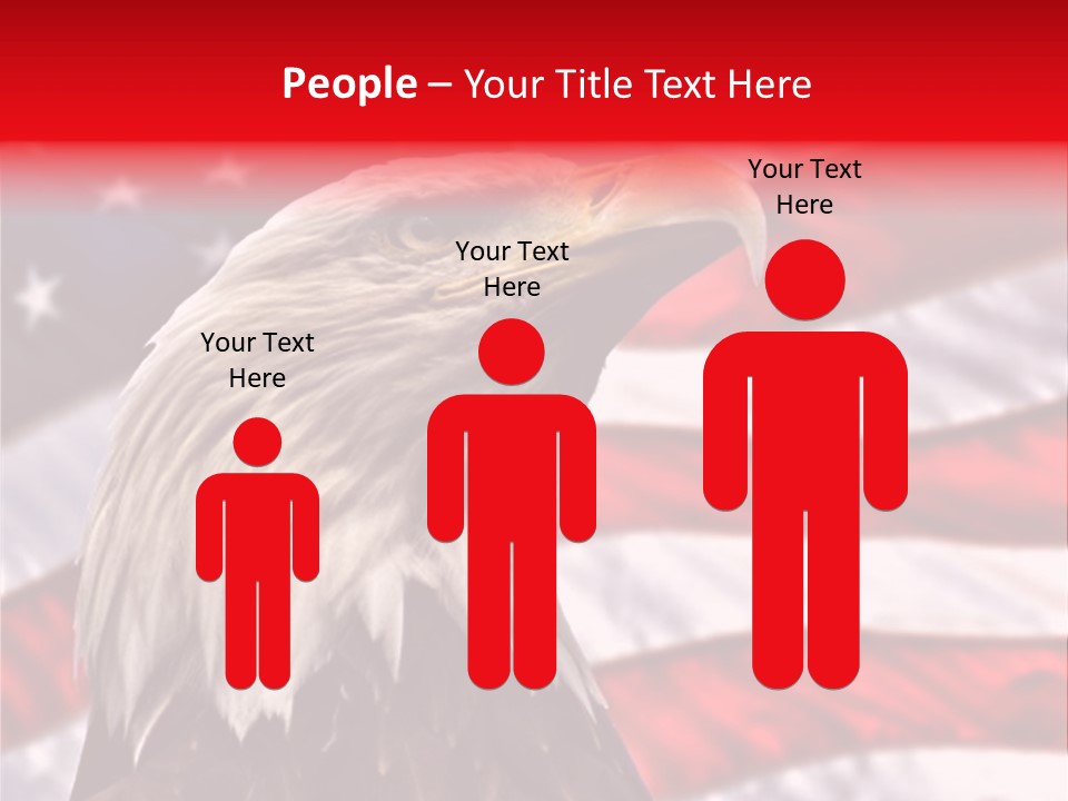 Double Exposure: Bald Eagle In The Foreground With The American Flag Blurred In The Background. PowerPoint Template