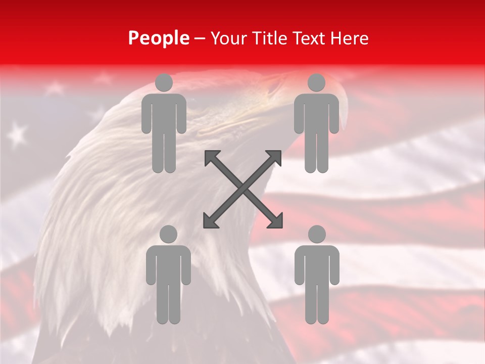 Double Exposure: Bald Eagle In The Foreground With The American Flag Blurred In The Background. PowerPoint Template