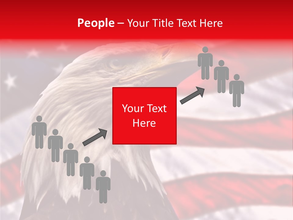 Double Exposure: Bald Eagle In The Foreground With The American Flag Blurred In The Background. PowerPoint Template