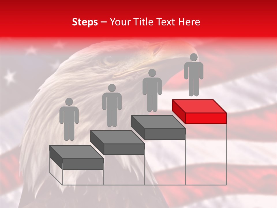 Double Exposure: Bald Eagle In The Foreground With The American Flag Blurred In The Background. PowerPoint Template
