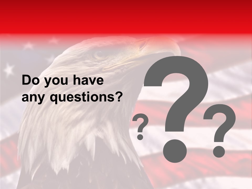 Double Exposure: Bald Eagle In The Foreground With The American Flag Blurred In The Background. PowerPoint Template