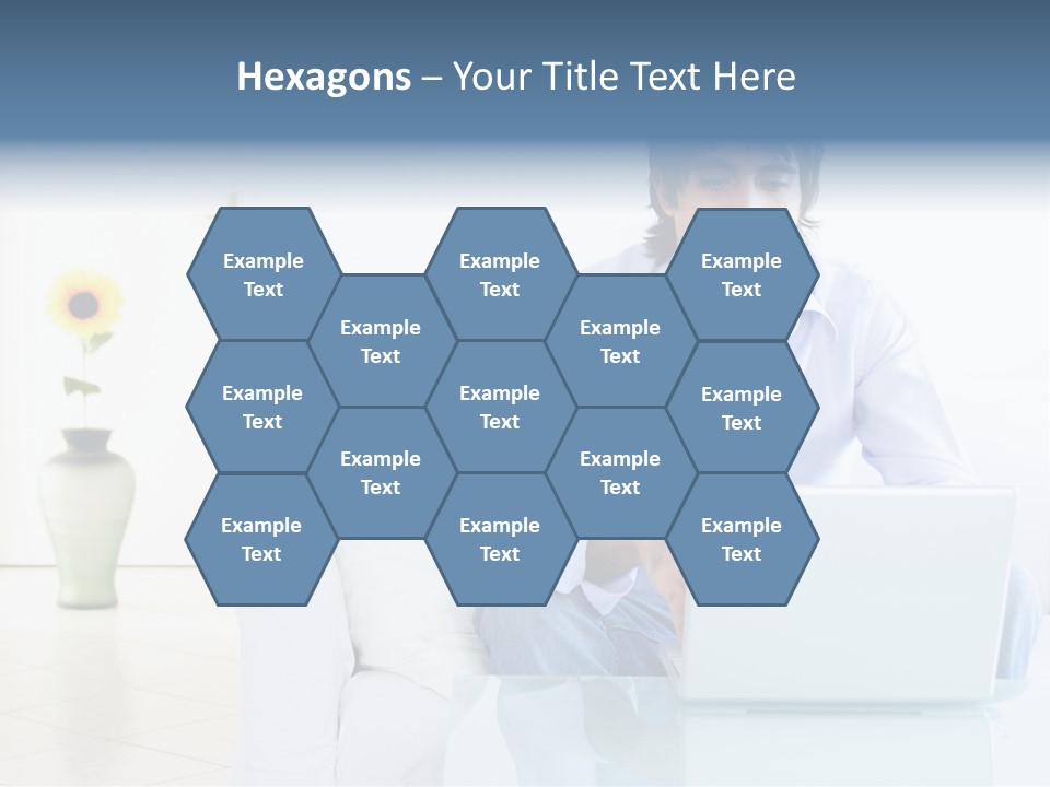 Young Man Home With Laptop PowerPoint Template