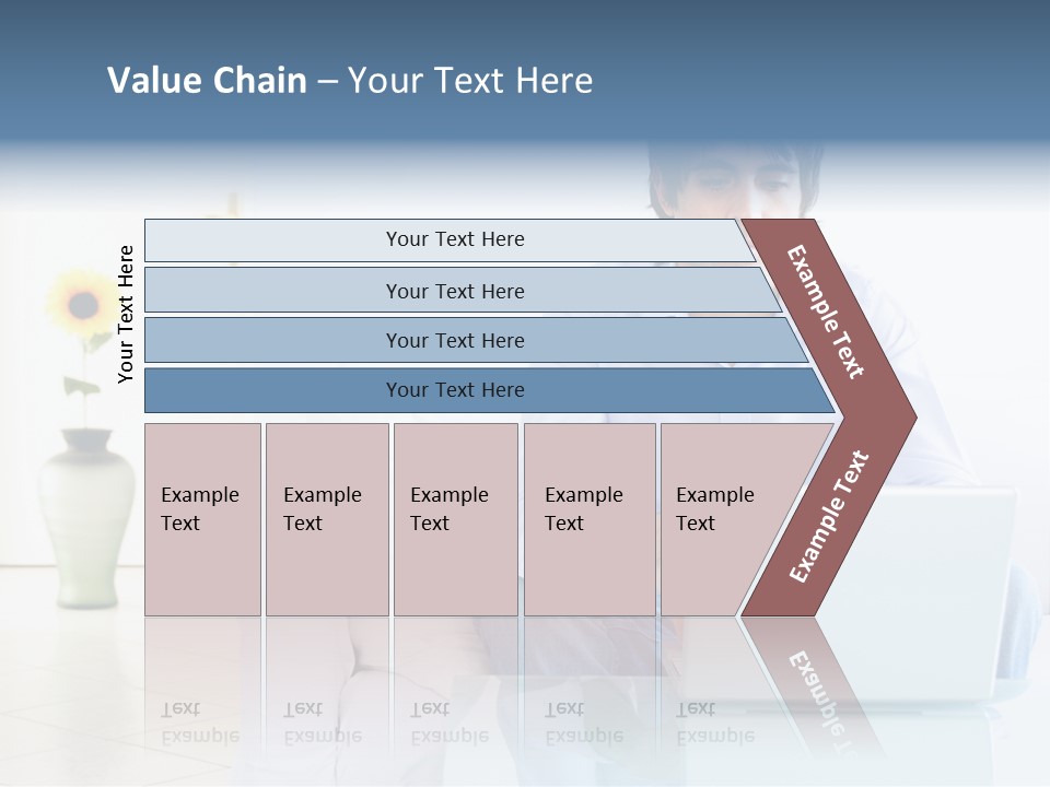 Young Man Home With Laptop PowerPoint Template