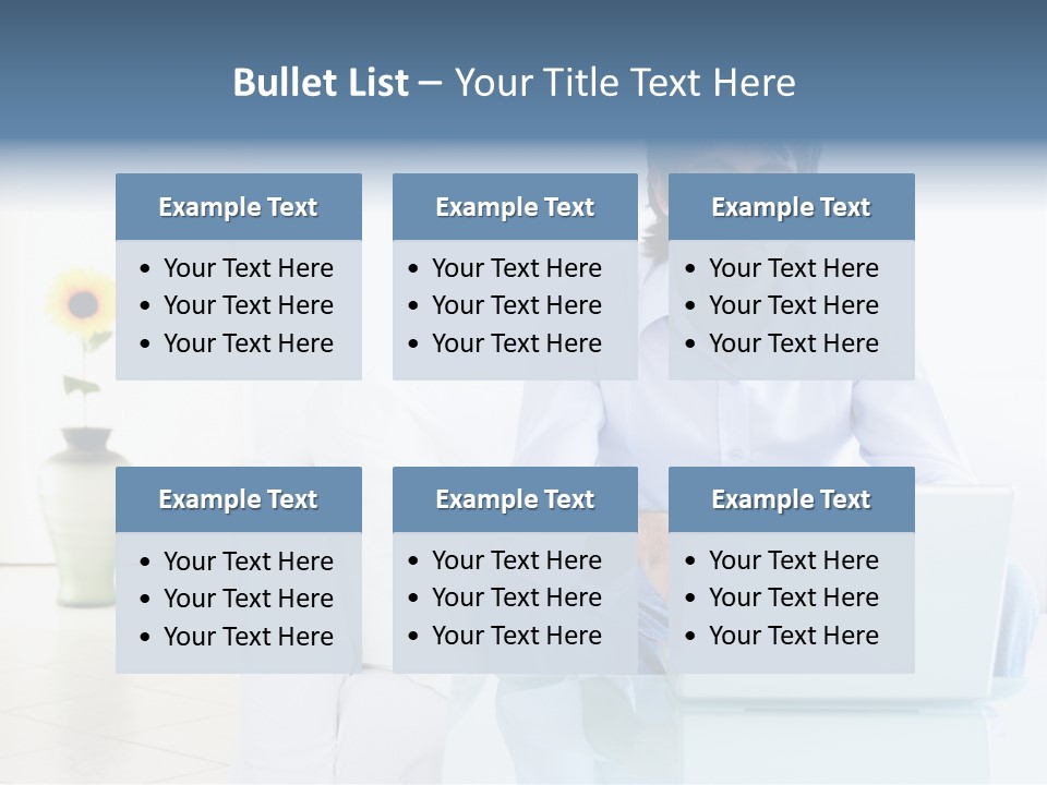 Young Man Home With Laptop PowerPoint Template