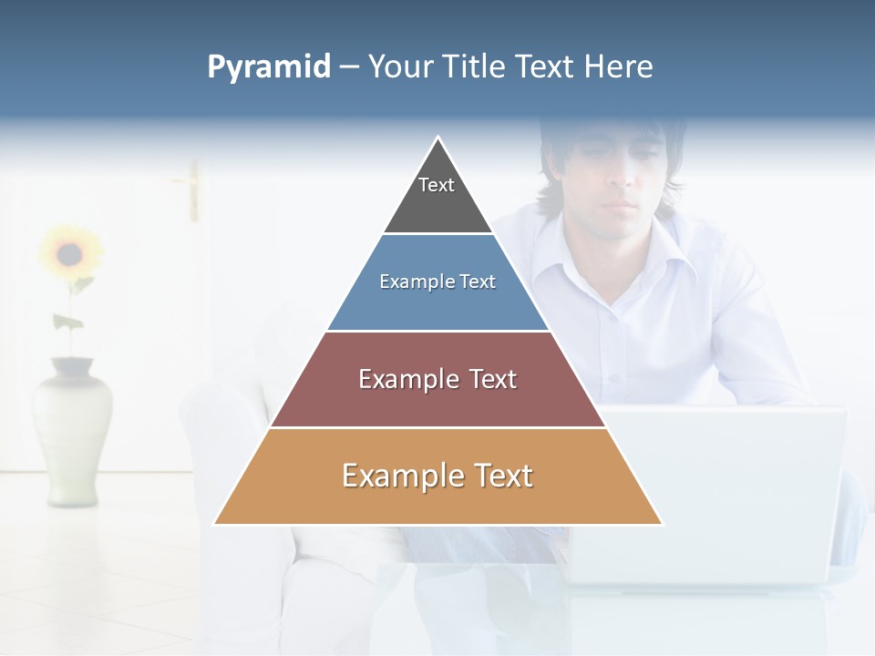 Young Man Home With Laptop PowerPoint Template