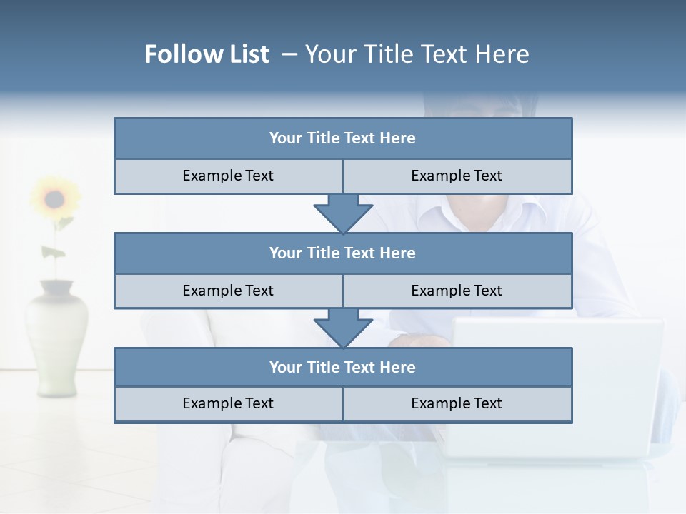 Young Man Home With Laptop PowerPoint Template