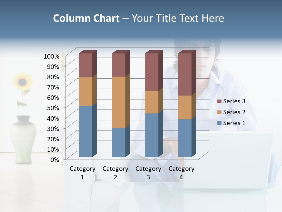 Young Man Home With Laptop PowerPoint Template
