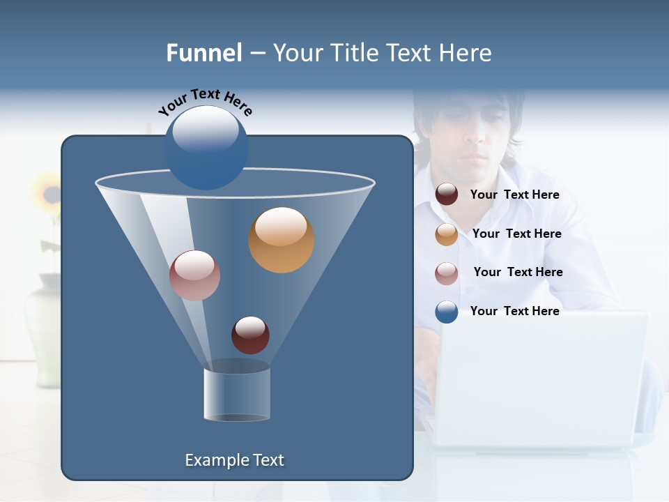 Young Man Home With Laptop PowerPoint Template