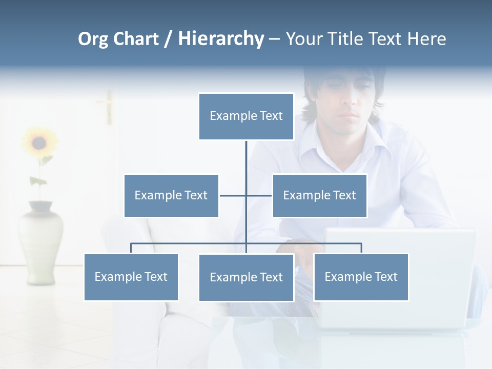 Young Man Home With Laptop PowerPoint Template