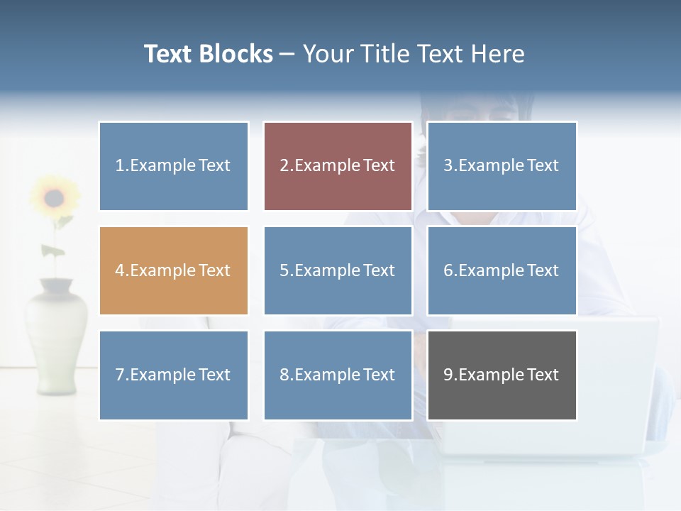 Young Man Home With Laptop PowerPoint Template