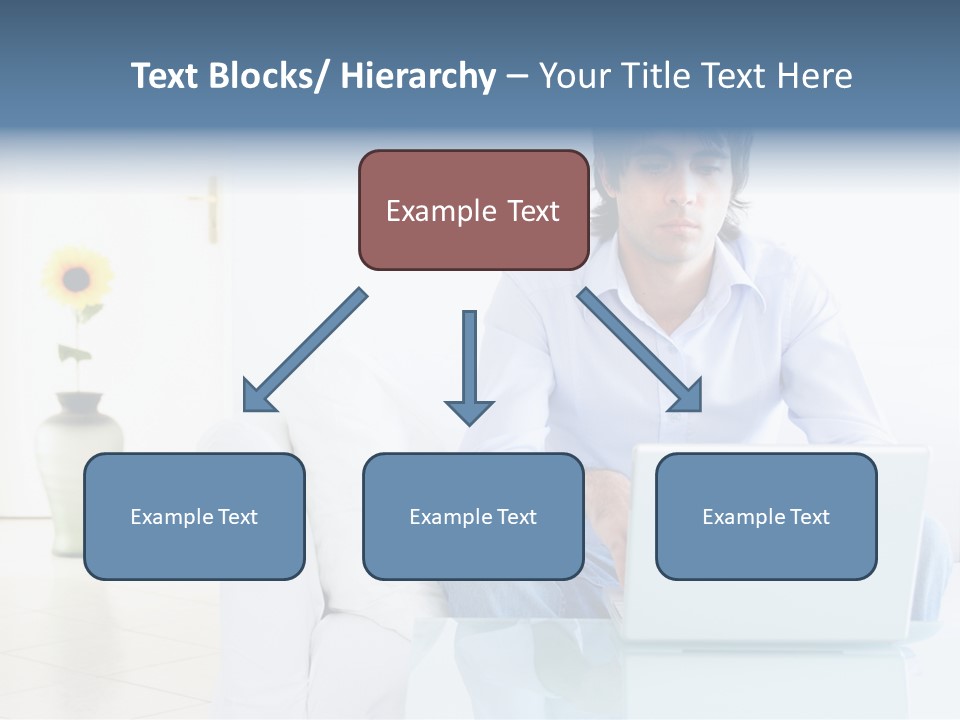 Young Man Home With Laptop PowerPoint Template