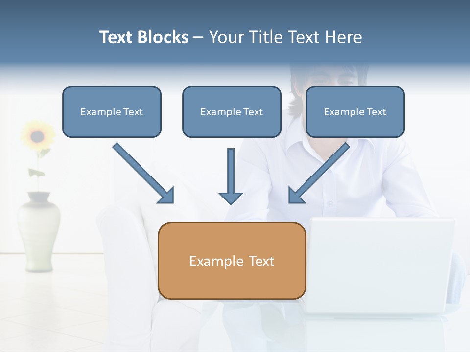 Young Man Home With Laptop PowerPoint Template
