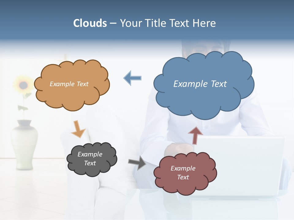 Young Man Home With Laptop PowerPoint Template