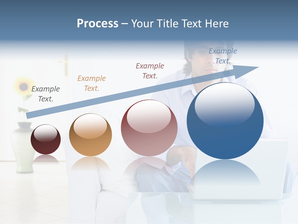 Young Man Home With Laptop PowerPoint Template