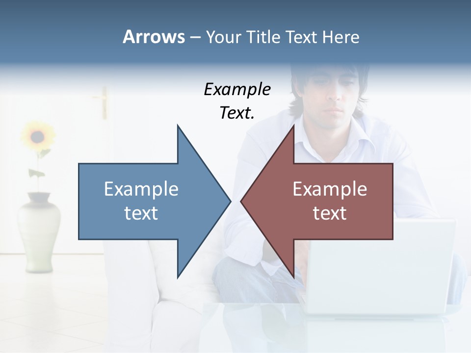 Young Man Home With Laptop PowerPoint Template