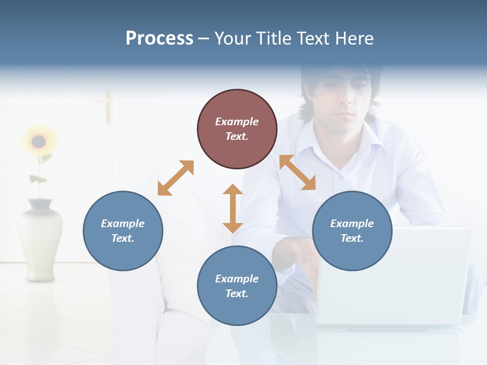 Young Man Home With Laptop PowerPoint Template