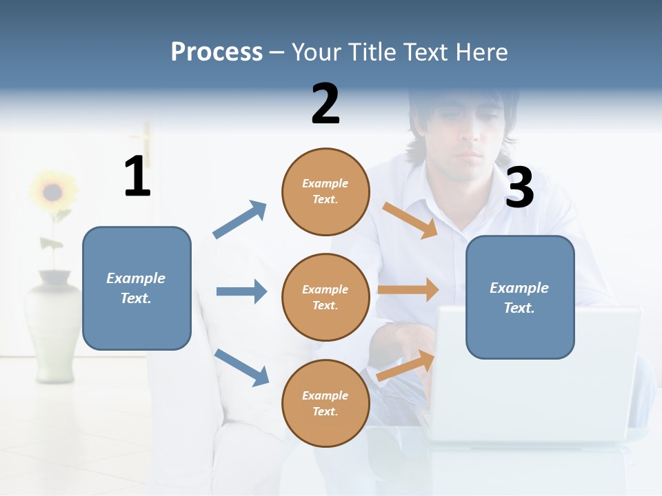 Young Man Home With Laptop PowerPoint Template