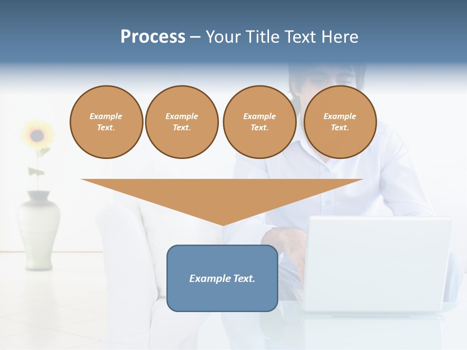 Young Man Home With Laptop PowerPoint Template