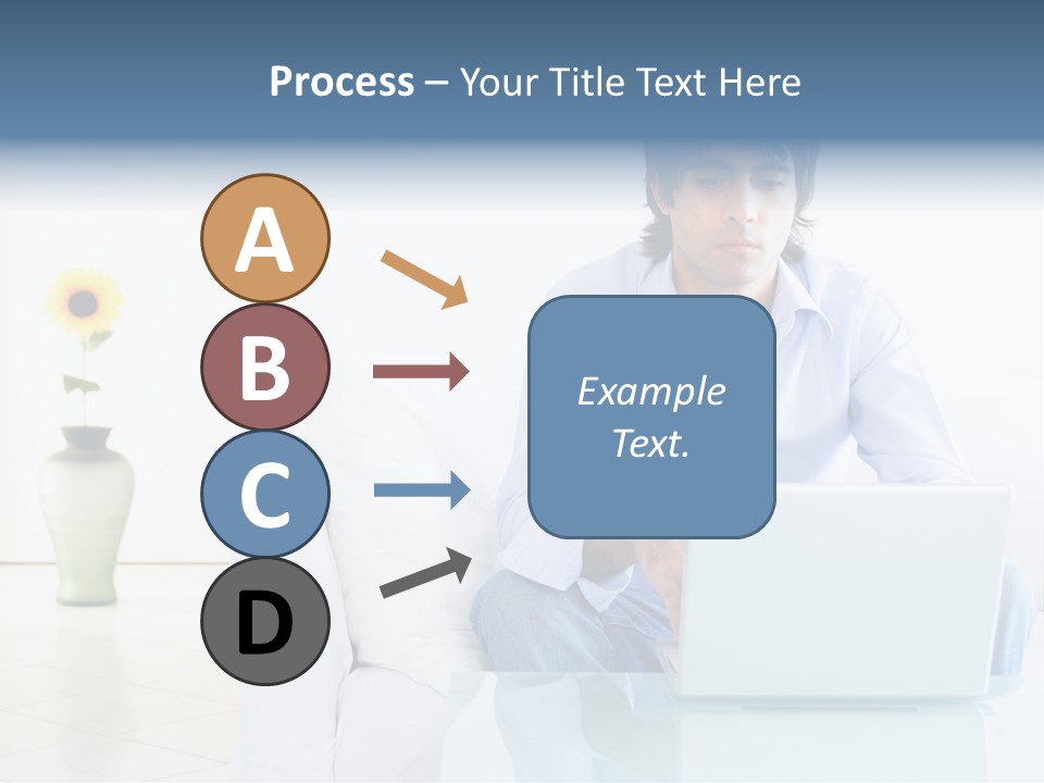 Young Man Home With Laptop PowerPoint Template