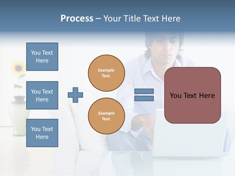 Young Man Home With Laptop PowerPoint Template