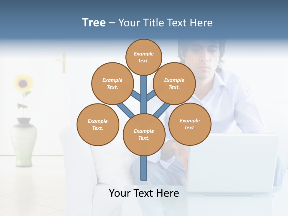 Young Man Home With Laptop PowerPoint Template